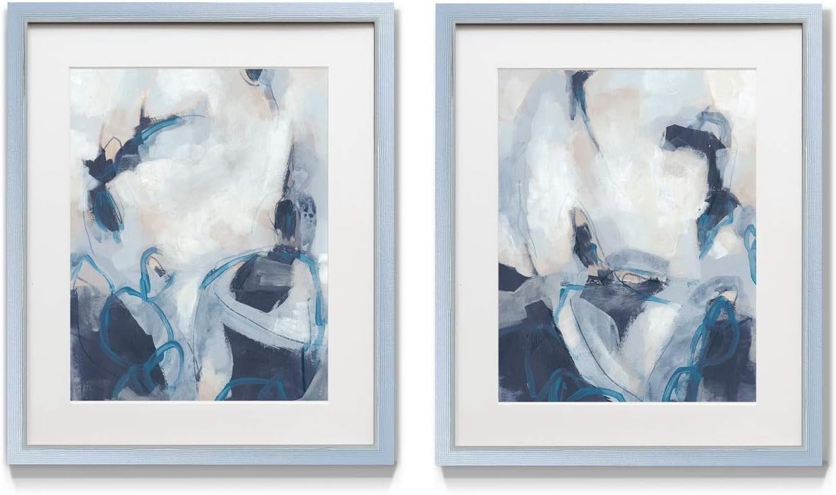 2 Piece Framed Artwork Set, Silver Frame, White Mat, Plexiglass, 16 in W X 20 in H O365