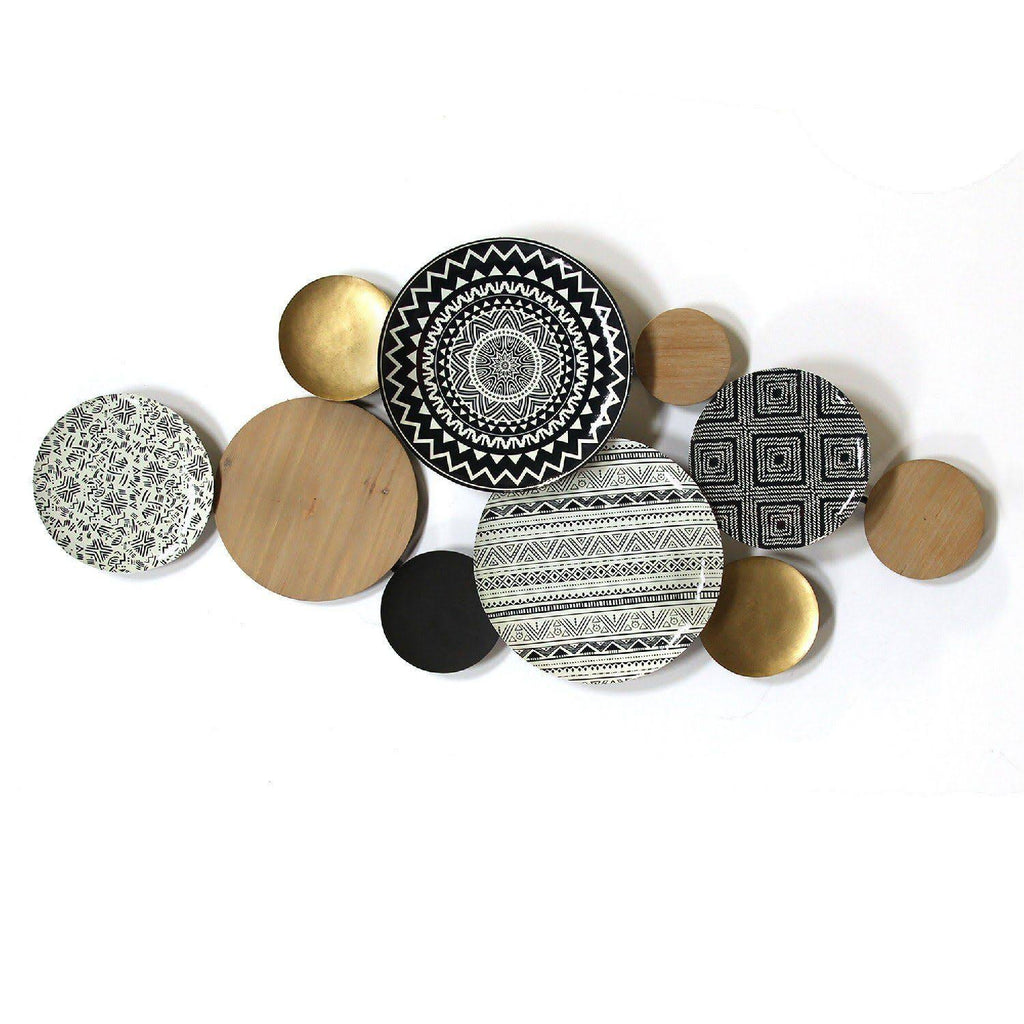 Metal and Wood Plates Wall Decor Z2195