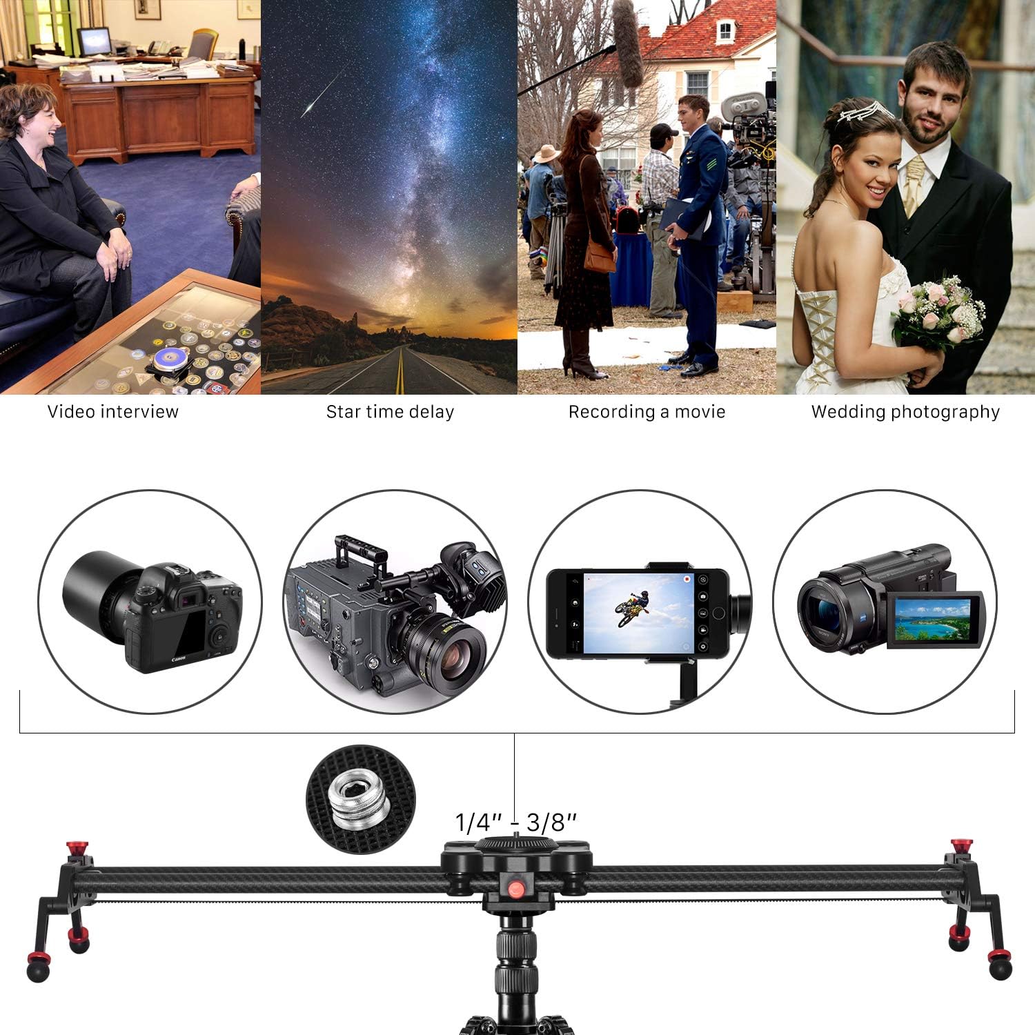 31 80cm Camera Slider Track Dolly Rail System M6380