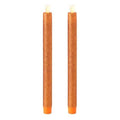 10x22 Orange Glitter Plastic LED Taper Candles with Timer M429