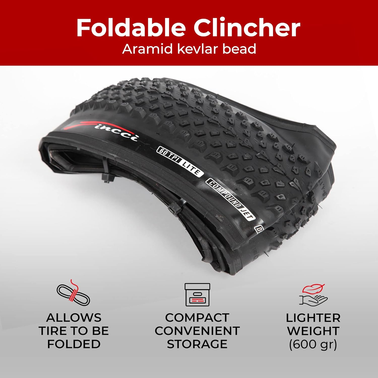 Pair 26 x 2.10 Inch Foldable 60 TPI XC Tires with Nylon Protection R502