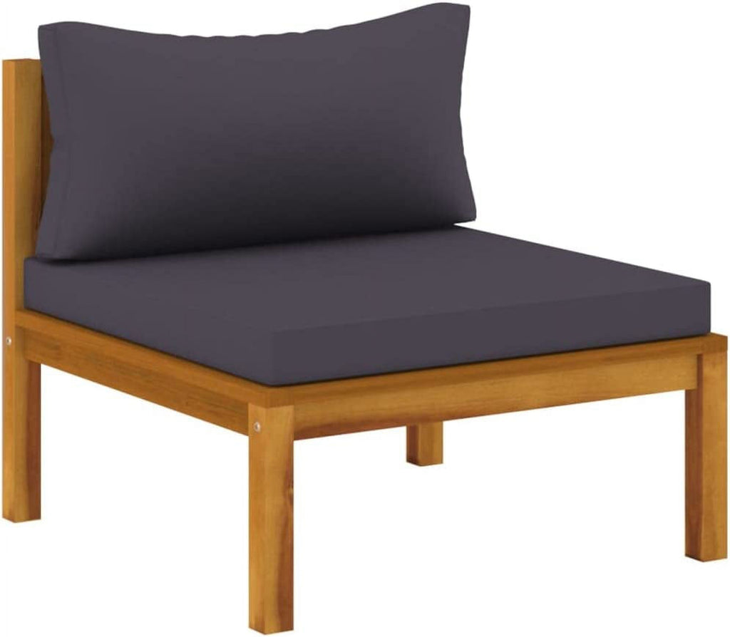 6 Piece Patio Lounge Set with Cushion Solid Acacia Wood Outdoor Couch Gray U87520