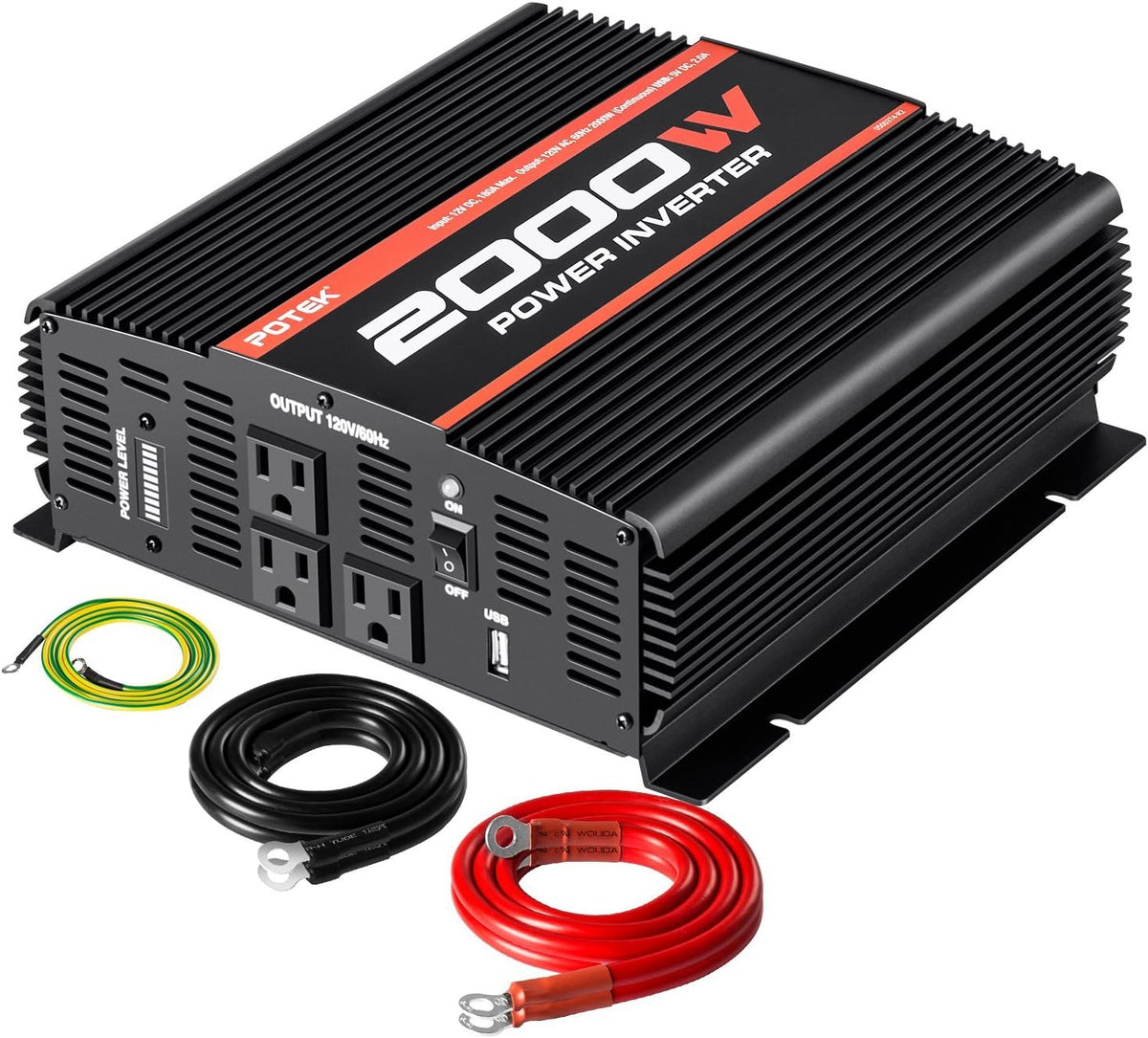 5000W Power Inverter 4 AC Outlets 12V DC to 110V AC Car Inverter with 2 USB Ports R525920