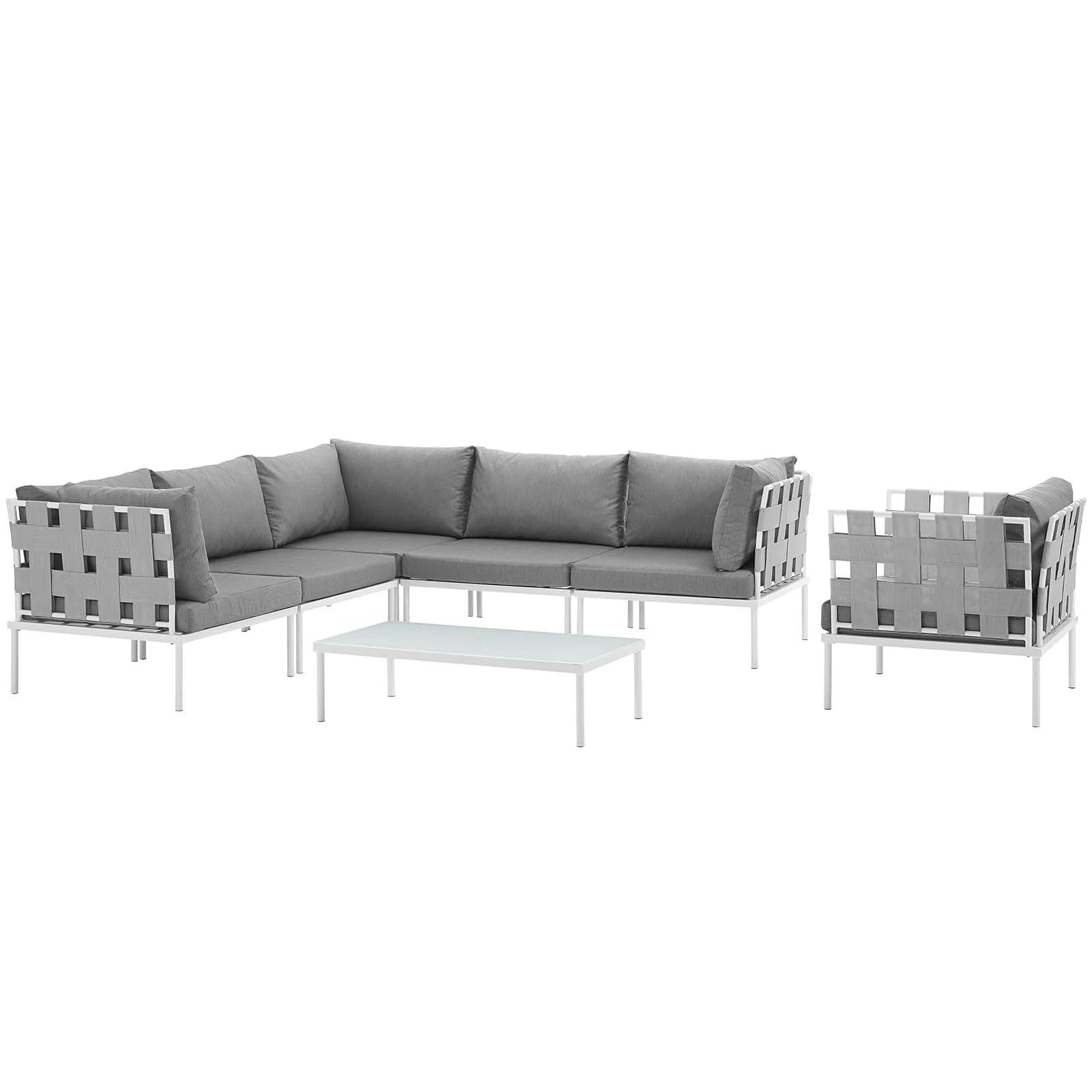 7 Piece Outdoor Patio Aluminum Sectional Sofa Set Y9876