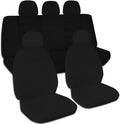 Charcoal Solid Color Car Seat Covers with 5 Headrest Covers D210