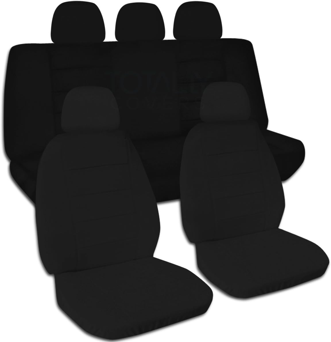 Charcoal Solid Color Car Seat Covers with 5 Headrest Covers D210