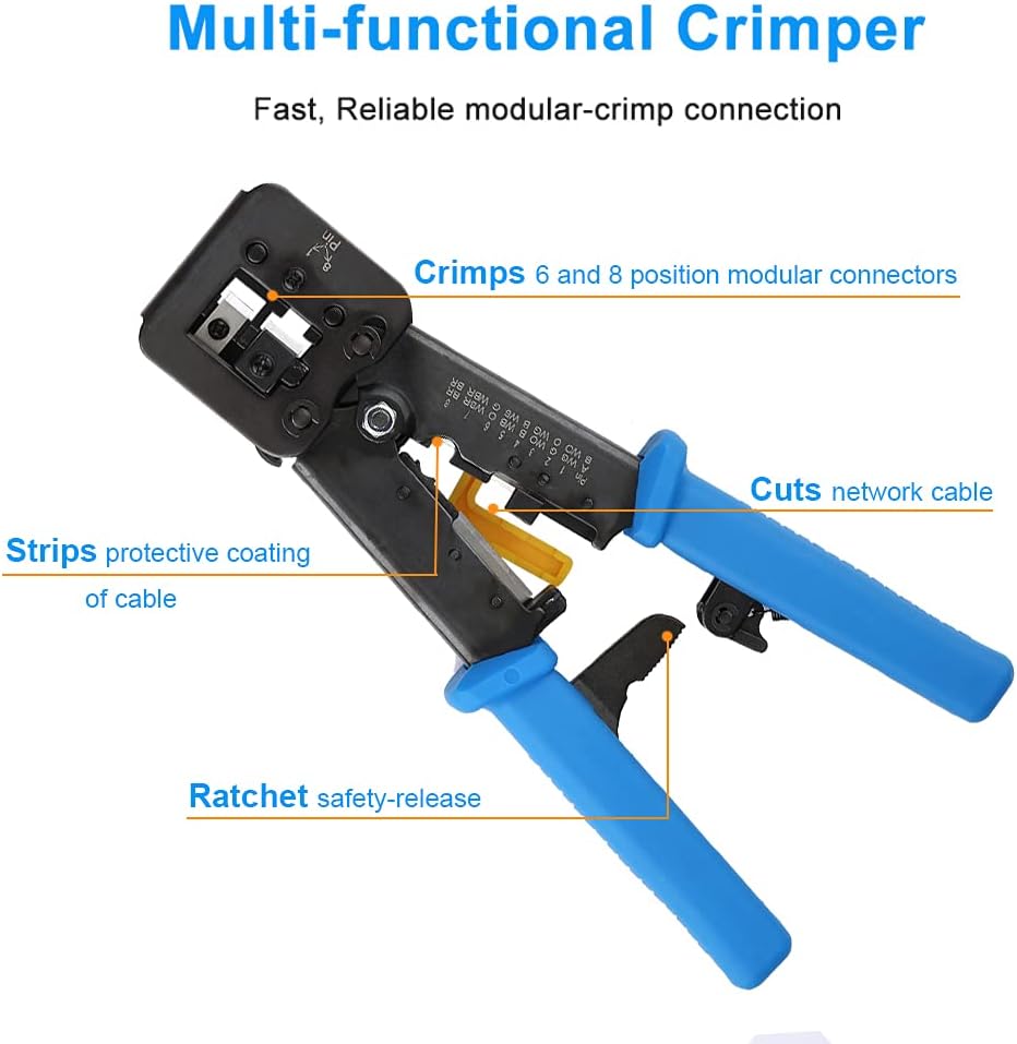 RJ45 Crimp Tool Kit with 50PCS Connectors T881