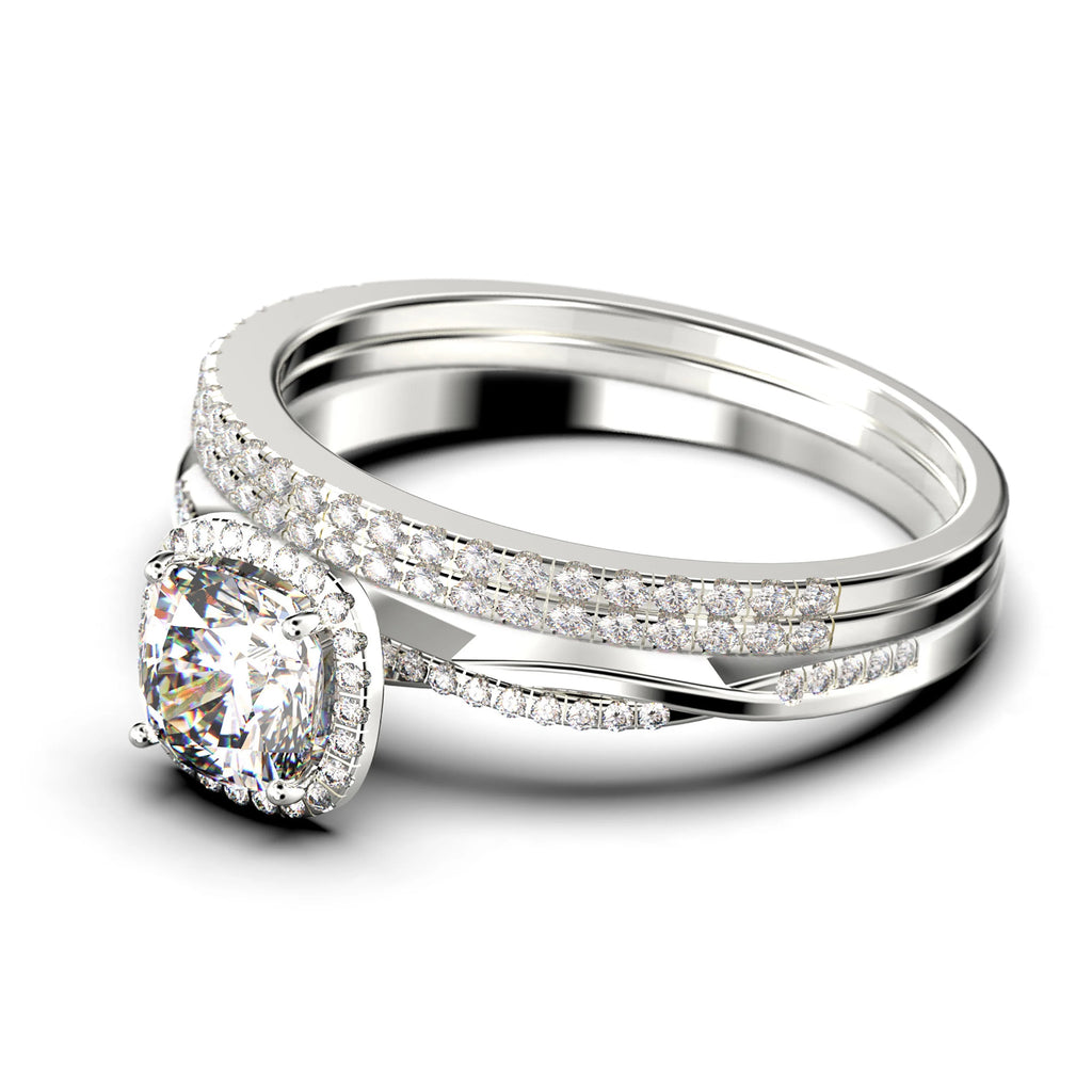 Twisted Infinity Band Dazzling Boho 2.00 Carat Round Diamond Moissanite Engagement Ring in 925 Sterling Silver With 18k White Gold Plating O11430