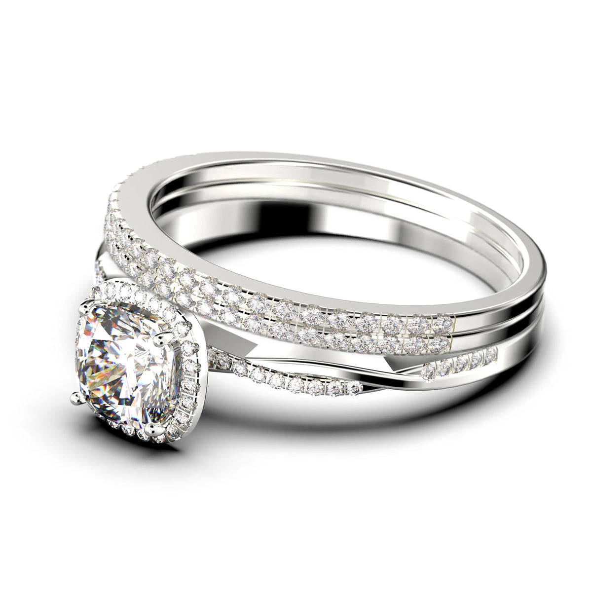 Twisted Infinity Band Dazzling Boho 2.00 Carat Round Diamond Moissanite Engagement Ring in 925 Sterling Silver With 18k White Gold Plating O11430