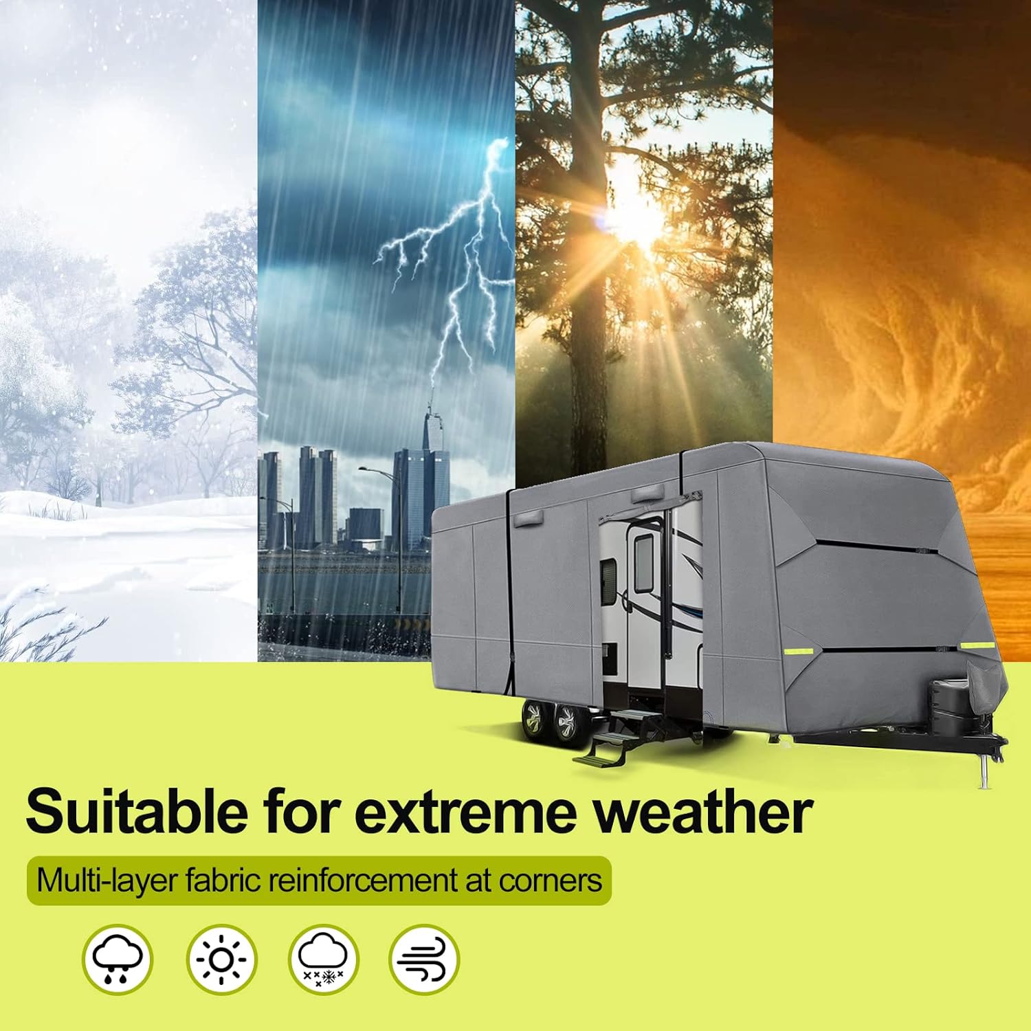 6 Layers RV Cover with Tie Cover & Gutter Cover & Tongue Jack Cover O44125