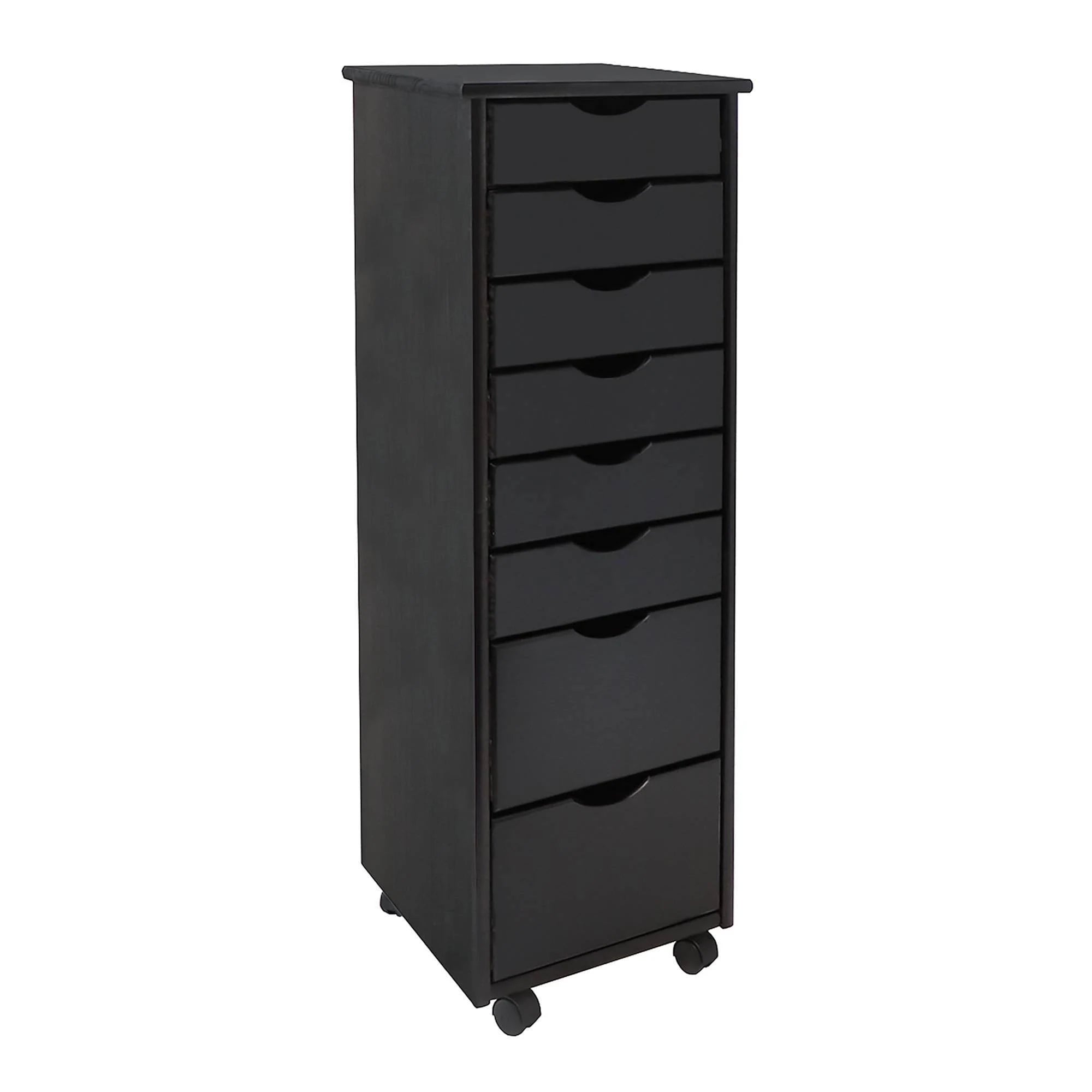 Solid Wood 6+2 Drawer Roll Cart Black P130468