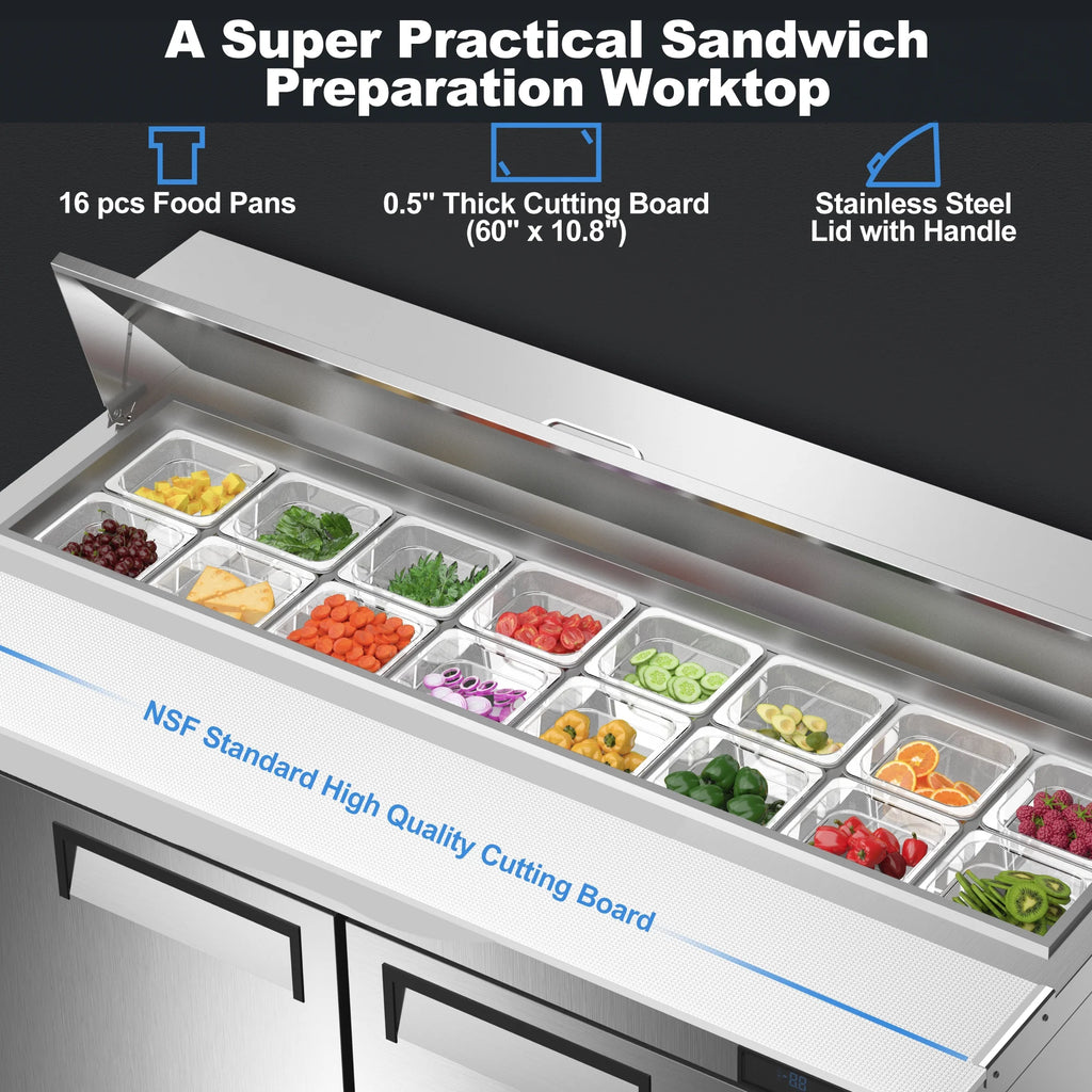 2 Door Commercial Refrigerator Prep Table with Cutting Board A94115
