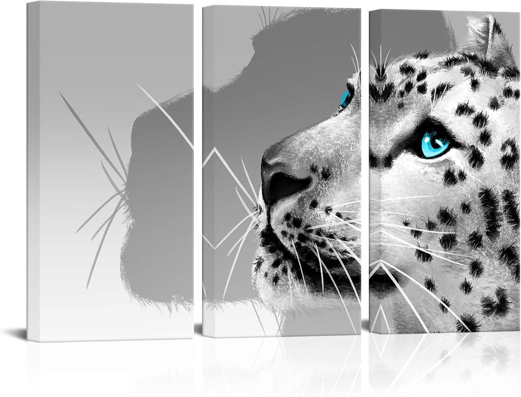 3 Pieces Black and White Leopard Canvas Prints Wall Art C4619