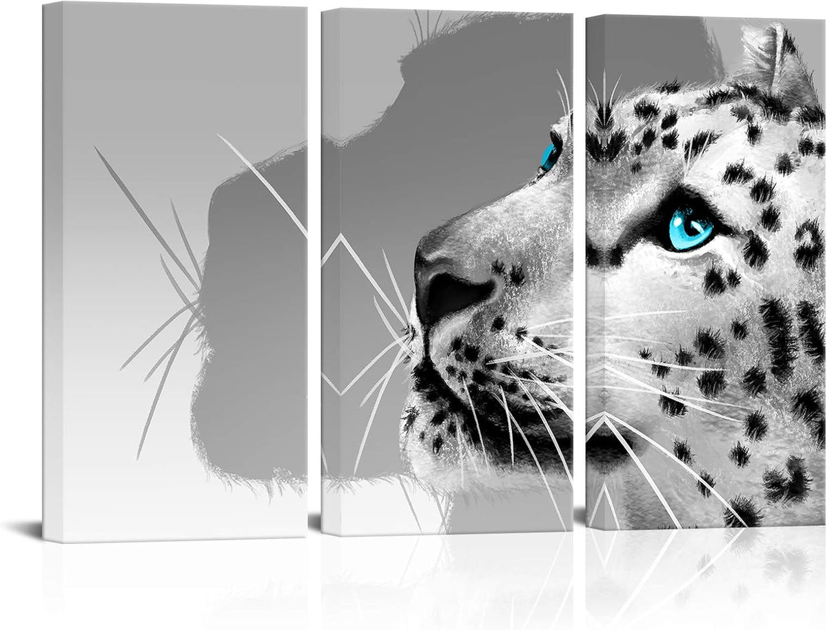 3 Pieces Black and White Leopard Canvas Prints Wall Art C4619