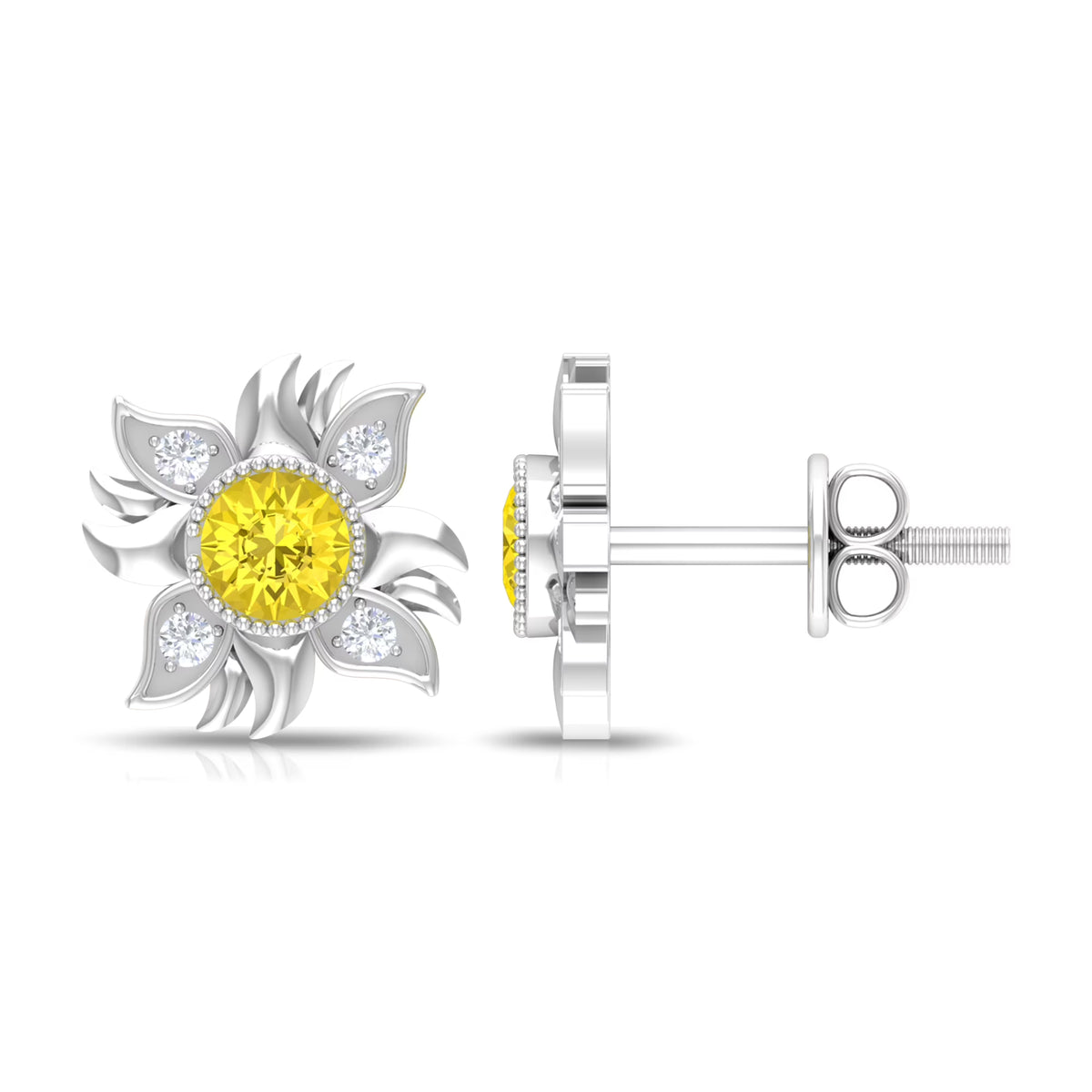 Sunburst Stud Earring, 925 Sterling Silver T616