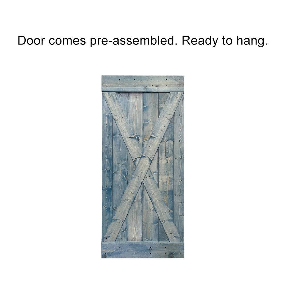 Cherry Red Stained Wood Interior Sliding Barn Door with Hardware Kit F34247
