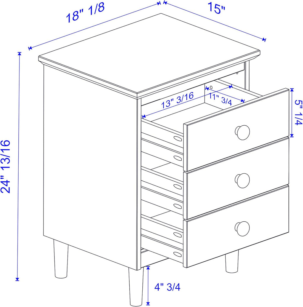Caramel Wood 3 Drawer Nightstand K9261