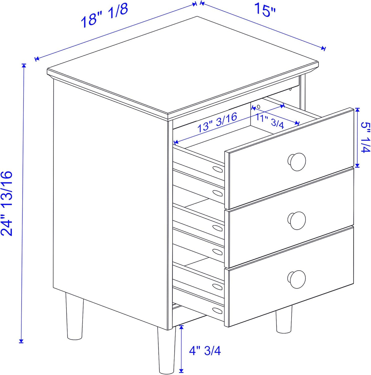 Caramel Wood 3 Drawer Nightstand K9261
