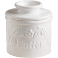 White Raised Floral French Ceramic Butter Dish Keeper W5928