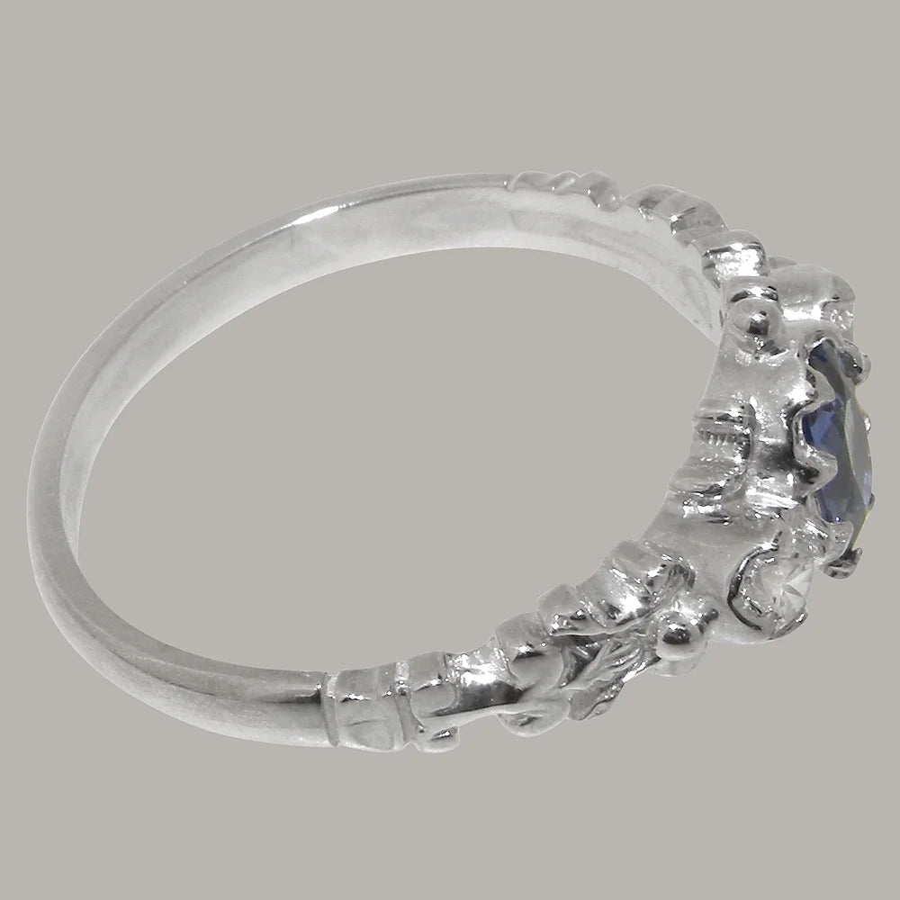 925 Sterling Silver Ring with Natural Sapphire & Cubic Zirconia Y40068