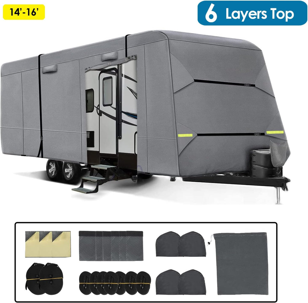 6 Layers RV Cover with Tie Cover & Gutter Cover & Tongue Jack Cover O44125