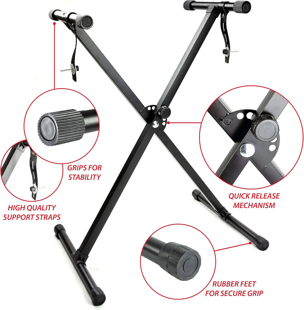 61 Key Keyboard Piano With Pitch Bend Kit, Keyboard Stand, Piano Bench, Headphones X73820