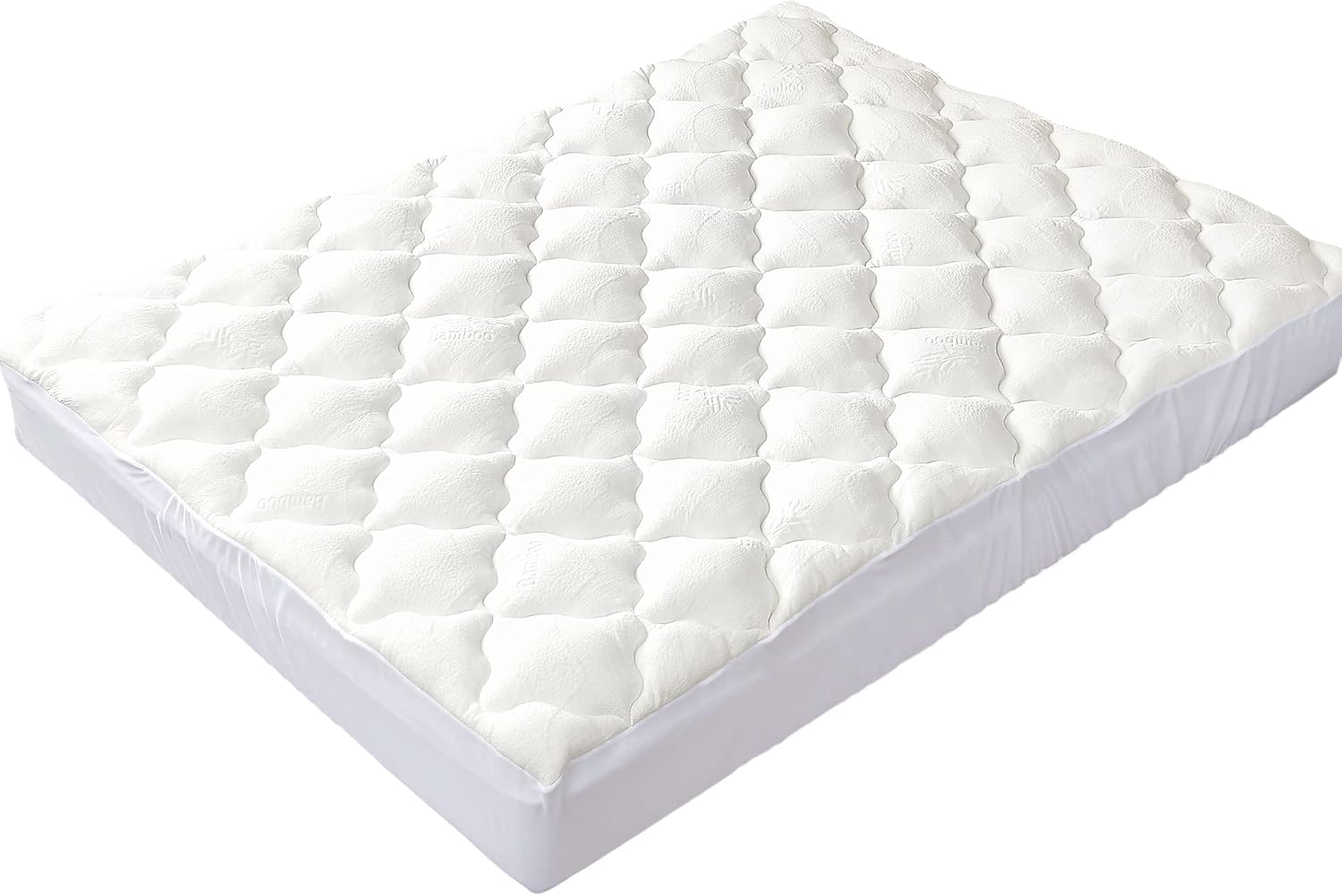 California King Plush Bamboo Fitted Mattress Topper Protector E287347