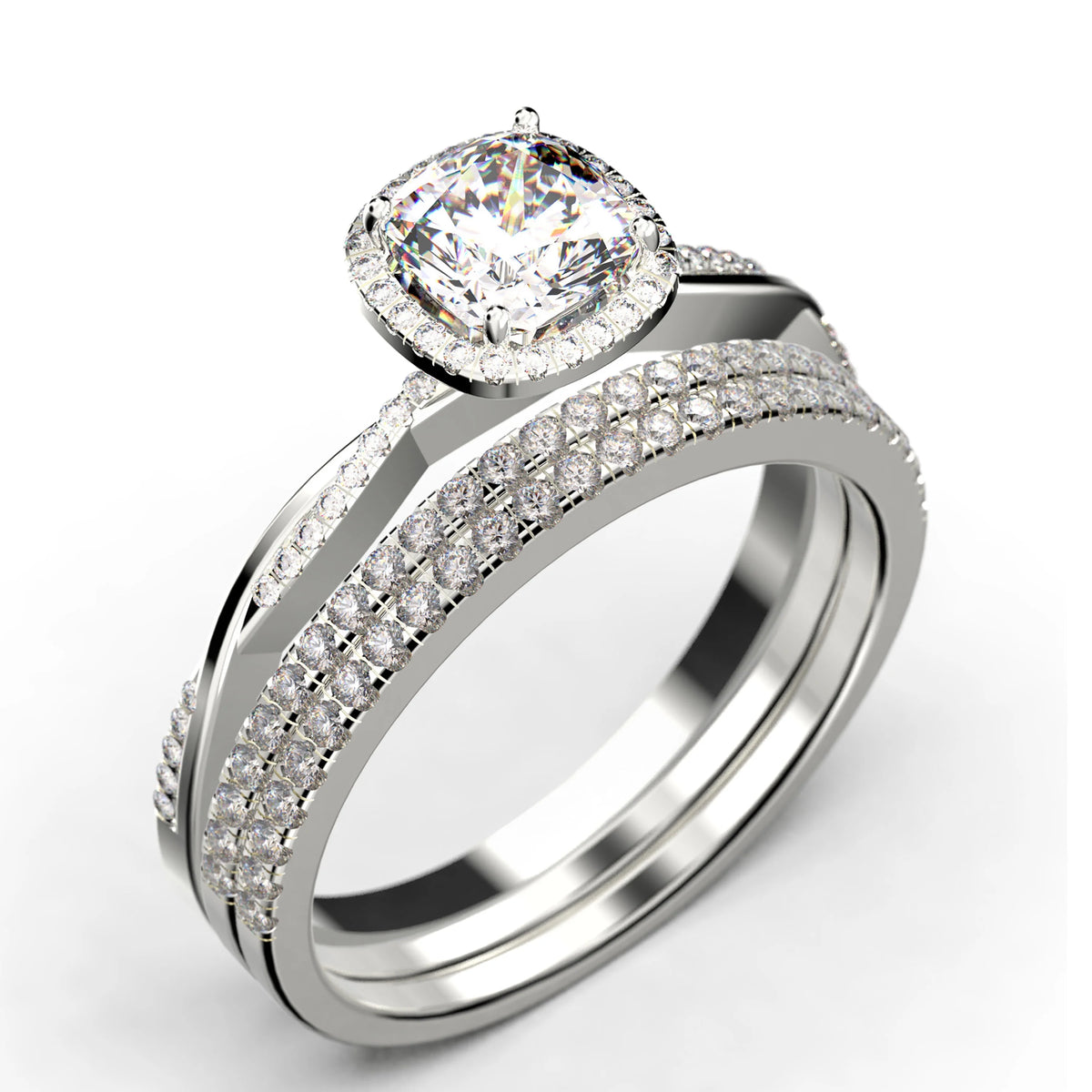 Twisted Infinity Band Dazzling Boho 2.00 Carat Round Diamond Moissanite Engagement Ring in 925 Sterling Silver With 18k White Gold Plating O11430