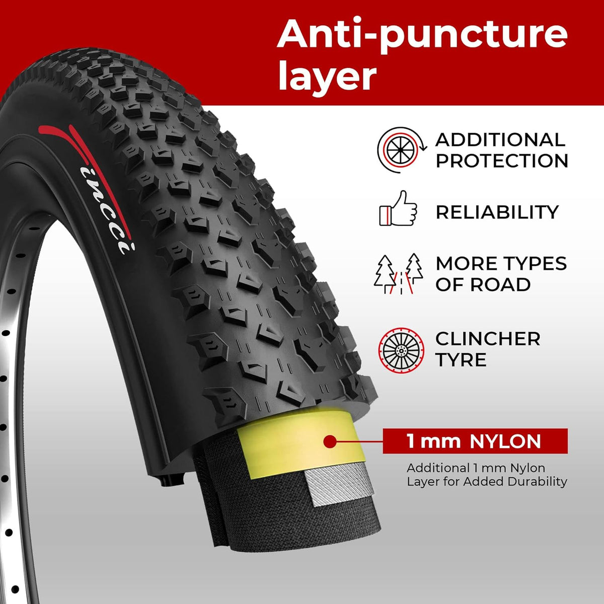 Pair 26 x 2.10 Inch Foldable 60 TPI XC Tires with Nylon Protection R502