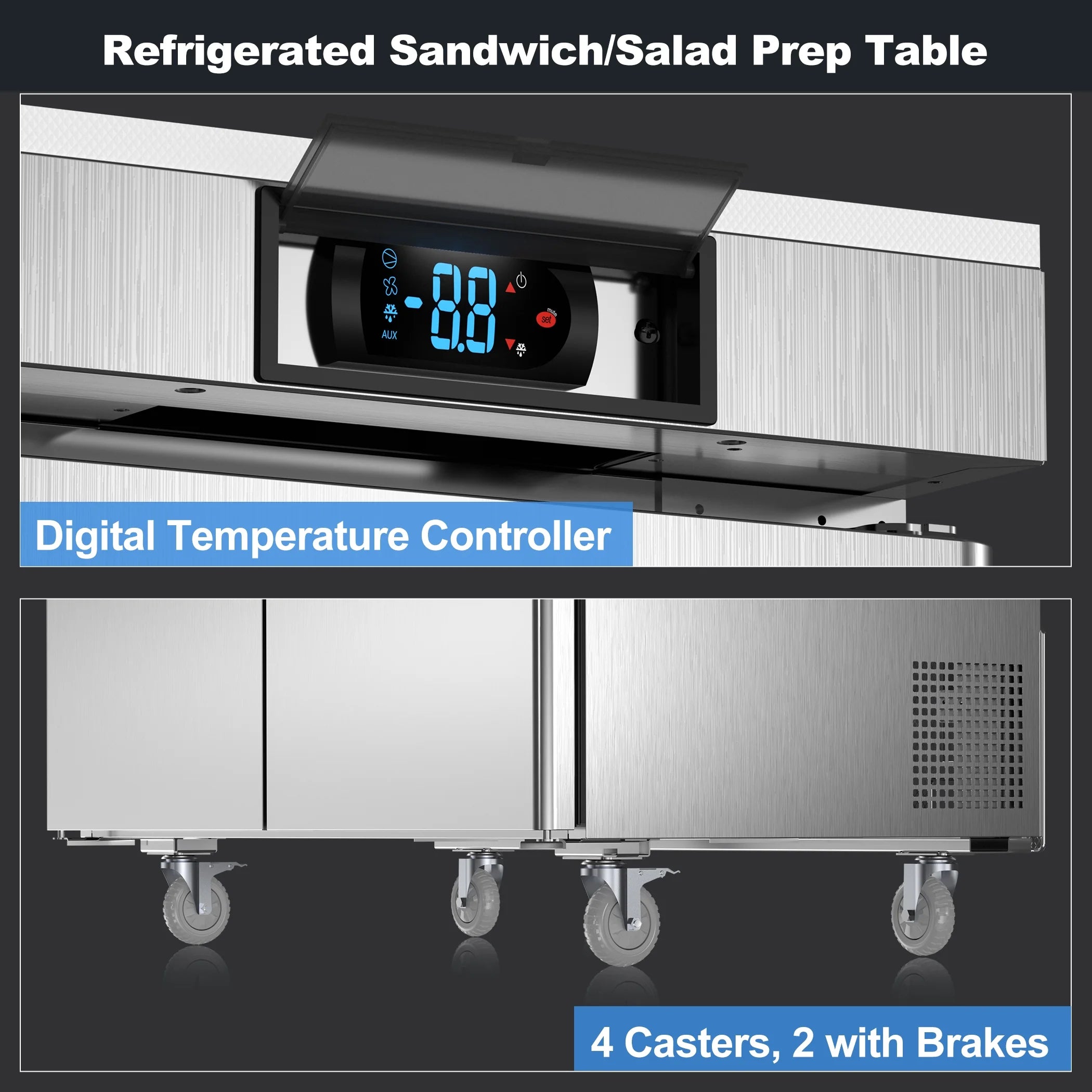 2 Door Commercial Refrigerator Prep Table with Cutting Board A94115