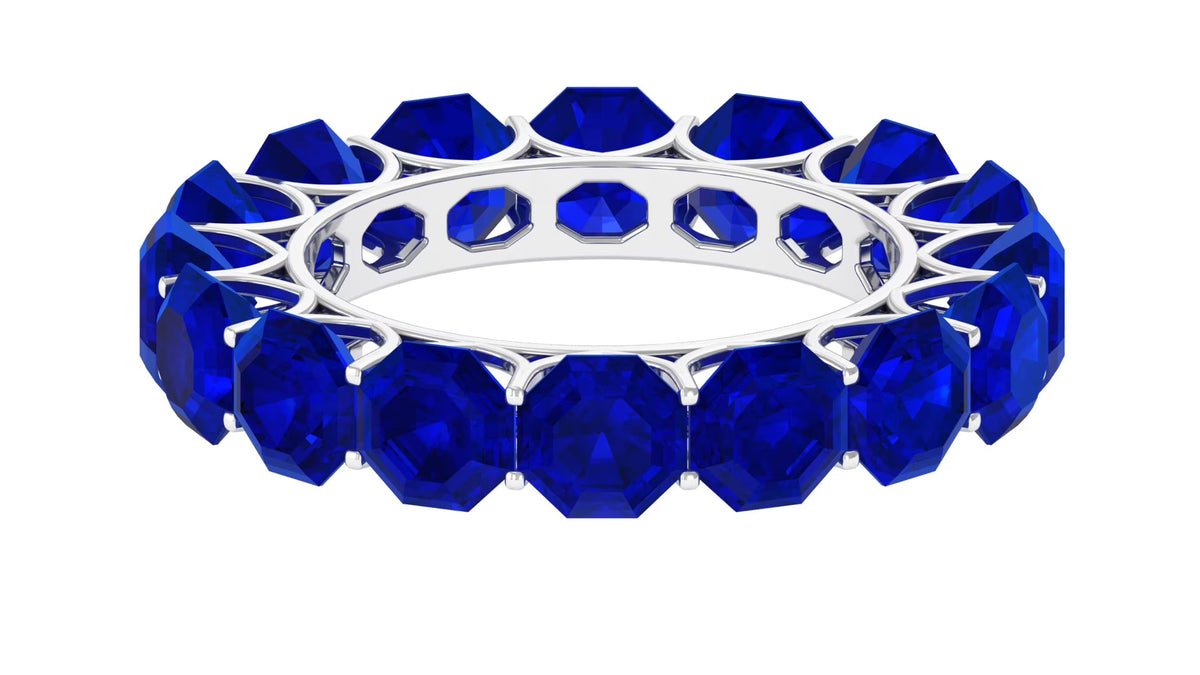 925 Sterling Silver Blue Sapphire Full Eternity Ring T10669