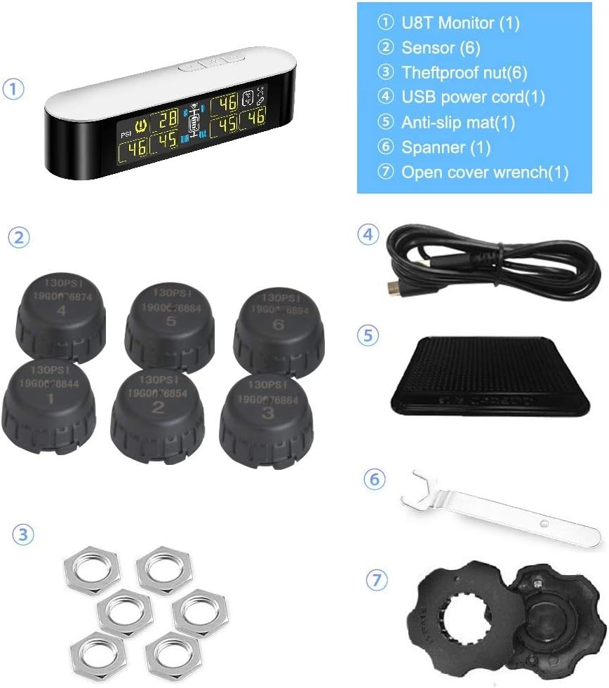 RV TPMS Tire Pressure Monitoring System for 4-6 Tires E63163