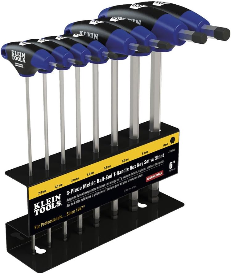 8-Piece Metric Ball End T-Handle Hex Key Allen Wrench Set with Stand F236