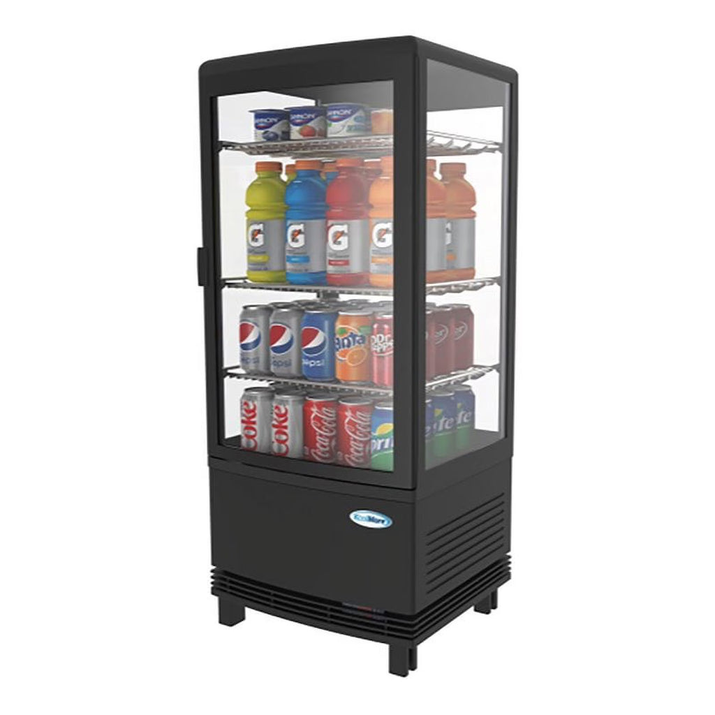 Black Countertop Refrigerator Display Case Commercial Beverage Cooler with LED Lighting, 3 cu. ft Capacity E911617