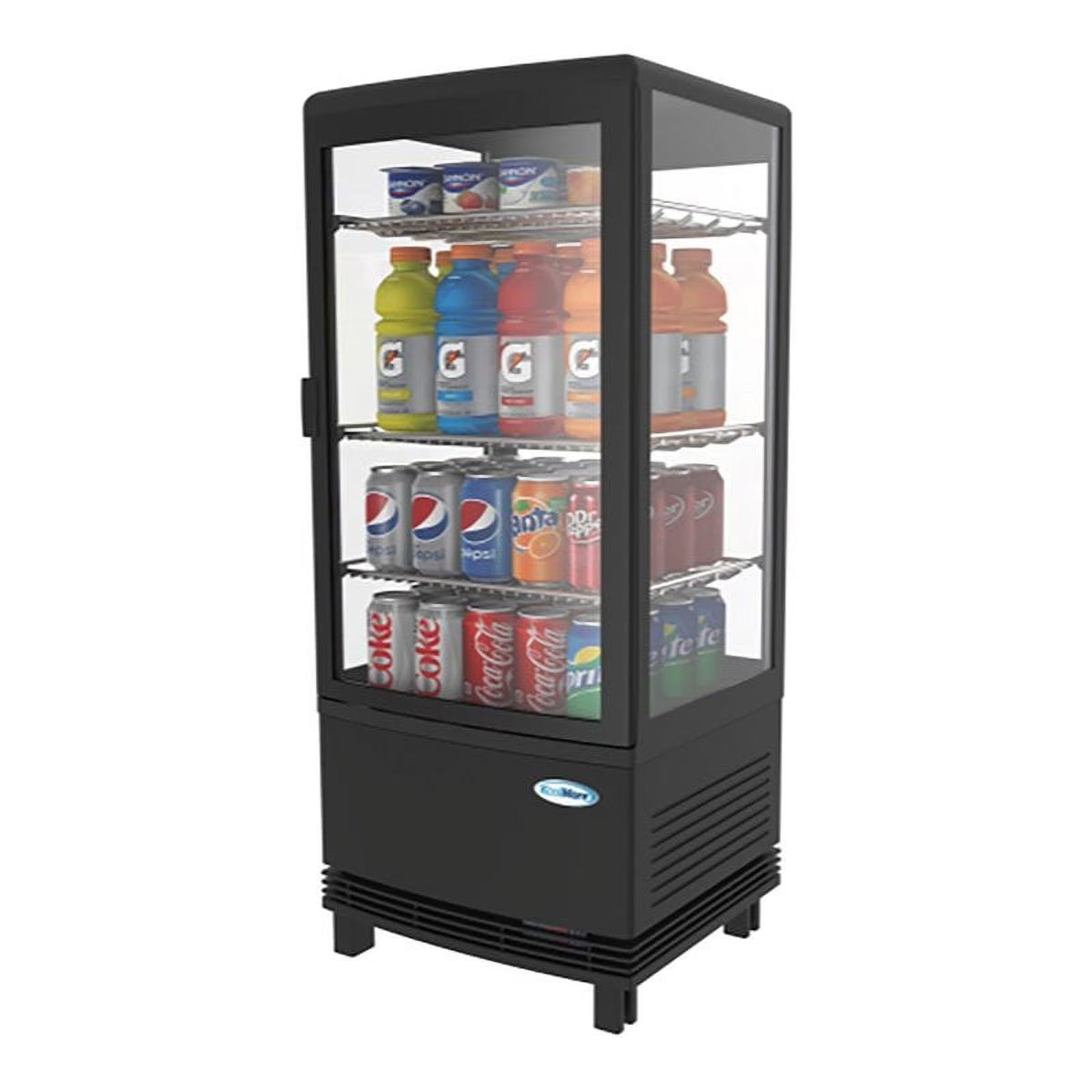 Black Countertop Refrigerator Display Case Commercial Beverage Cooler with LED Lighting, 3 cu. ft Capacity E911617