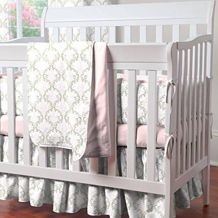 Pink and Gray Chevron Mini Crib Bumper Q869