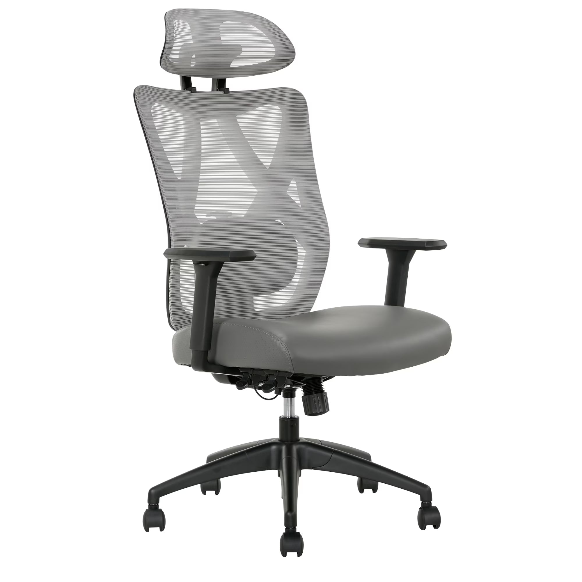 Ergonomic Mesh/Vegan Leather High-Back Task Chair, Gray/Black B580