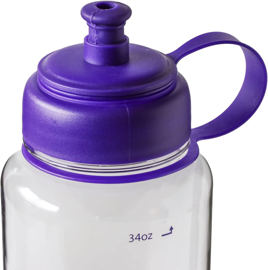 Purple 32Oz Water Bottle with Rubber Airtight Lid E7657