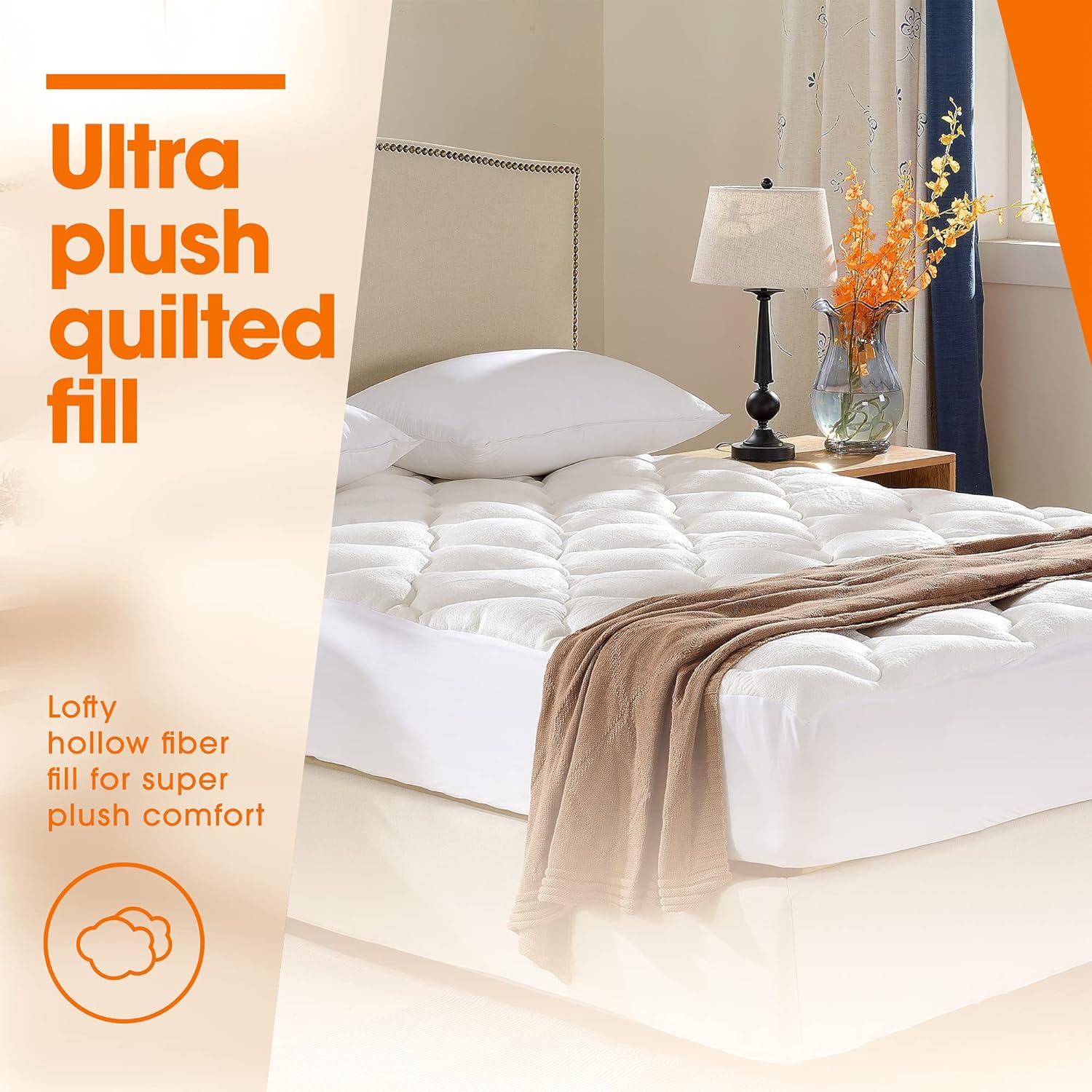 California King Plush Bamboo Fitted Mattress Topper Protector E287347