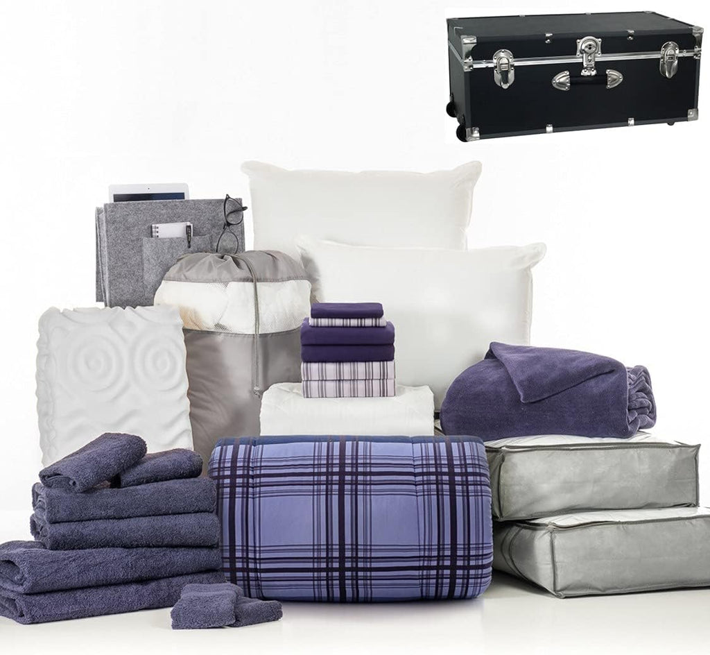 25-Piece Twin XL Washed Microfiber Bedding Bundle with Trunk V635