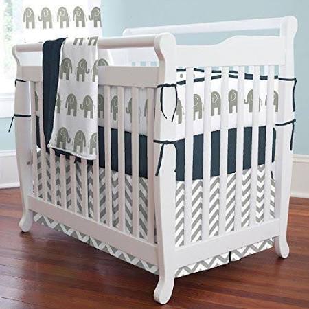 Pink and Gray Chevron Mini Crib Bumper Q869