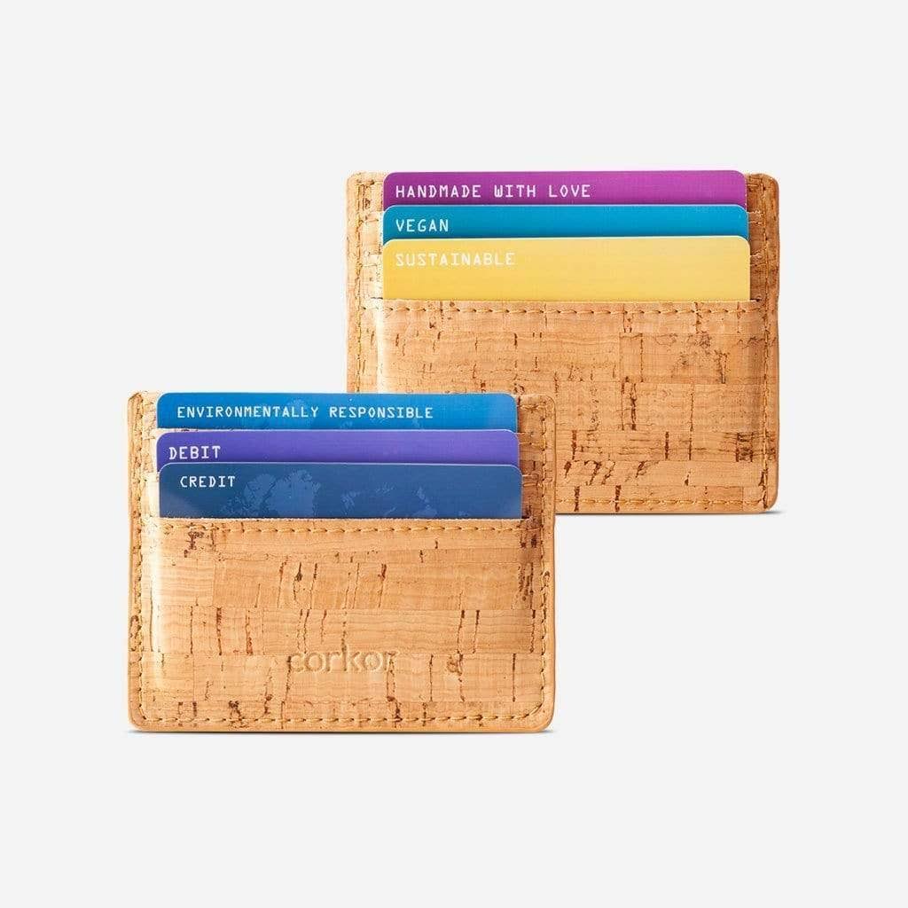 Black Vegan Cork Card Case Wallet T9388