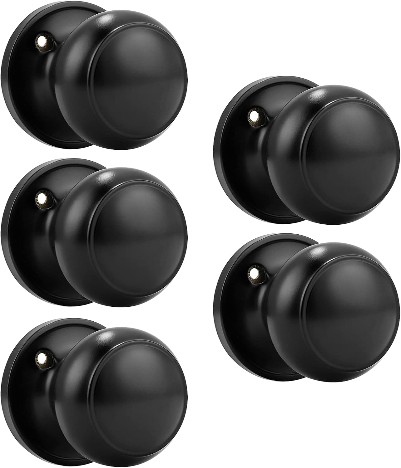 6 Pack Round Passage Door Knob Black Finish Door Hardware S83809
