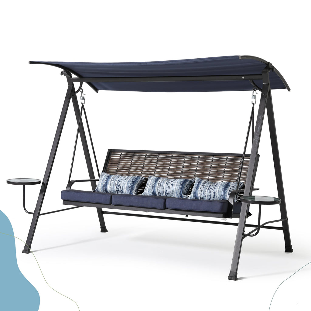 Blue Steel 3-seater Porch Swing with Canopy E414652