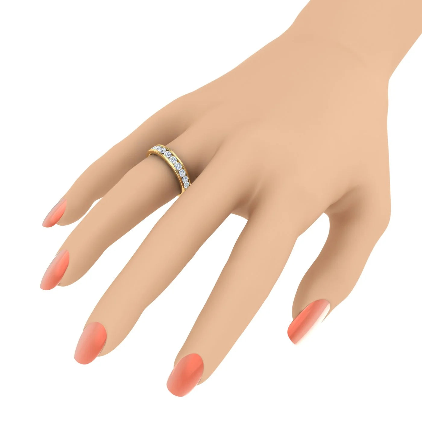 14K Yellow Gold Diamond Wedding Band Ring J387499