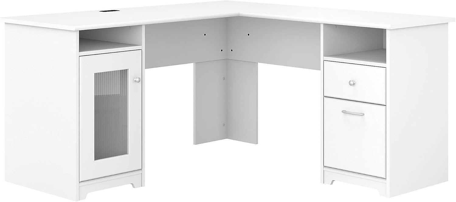 Linen White Oak L Shape Desk Q375747