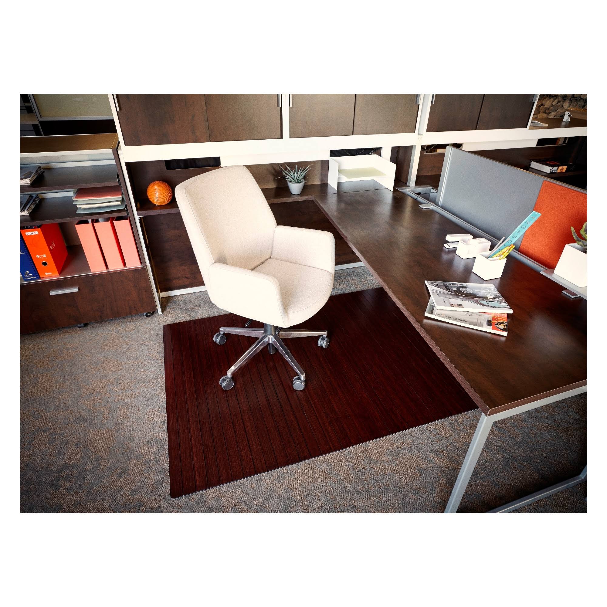 Bamboo Roll-Up Chairmat, 55x22 x 57x22 / Dark Cherry Q27262