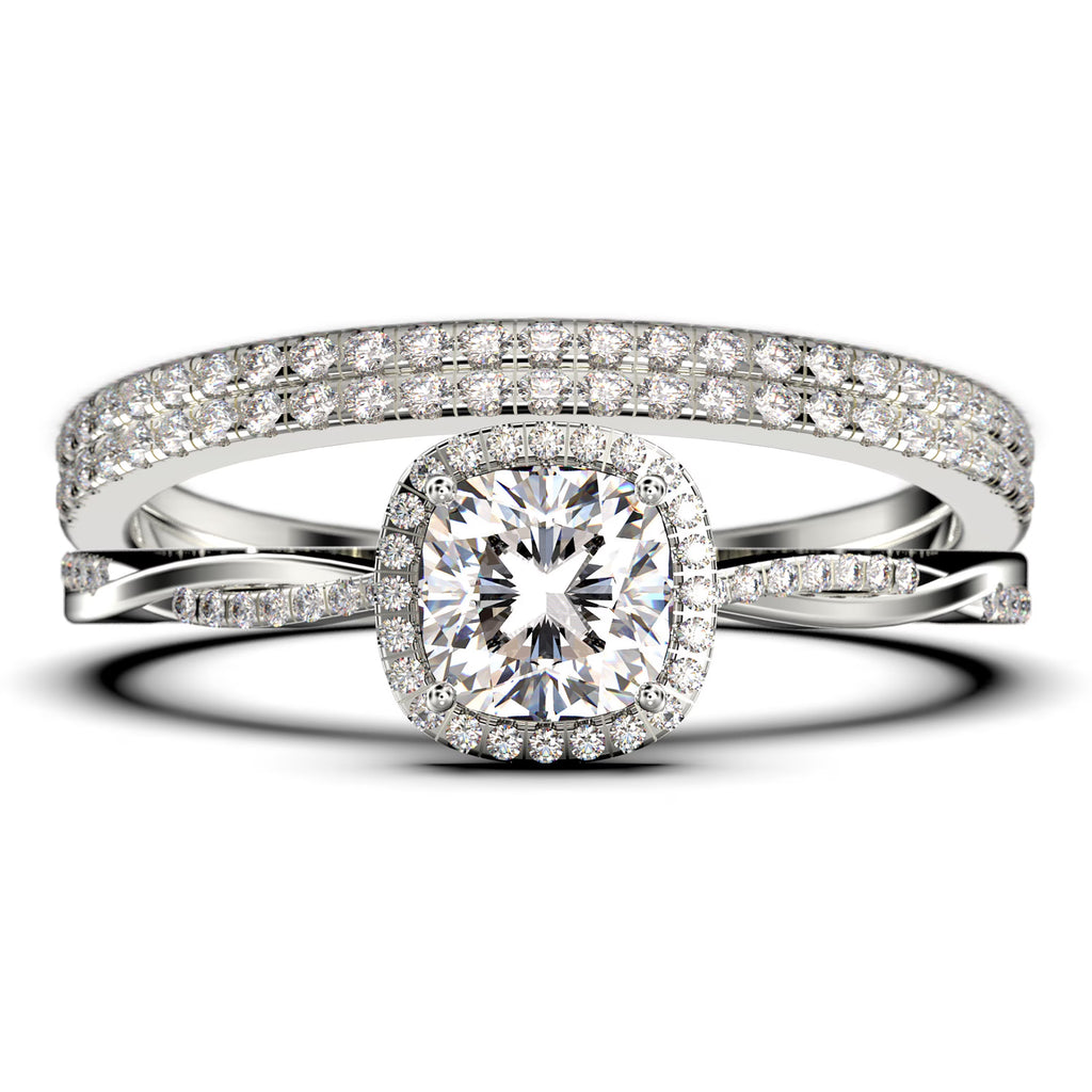 Twisted Infinity Band Dazzling Boho 2.00 Carat Round Diamond Moissanite Engagement Ring in 925 Sterling Silver With 18k White Gold Plating O11430