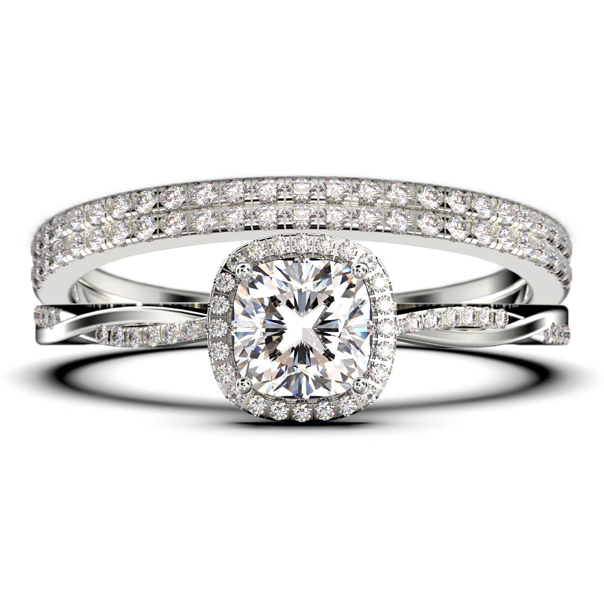 Twisted Infinity Band Dazzling Boho 2.00 Carat Round Diamond Moissanite Engagement Ring in 925 Sterling Silver With 18k White Gold Plating O11430