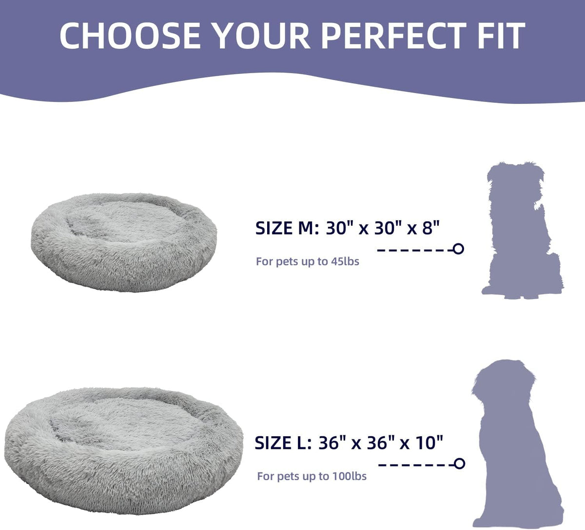 Round Donut Washable Faux Fur Dog Cat Bed (32 inch) Pack of 2 B4239
